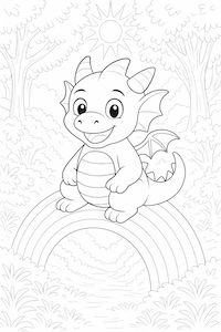 Louisa with dragon – coloring page preview