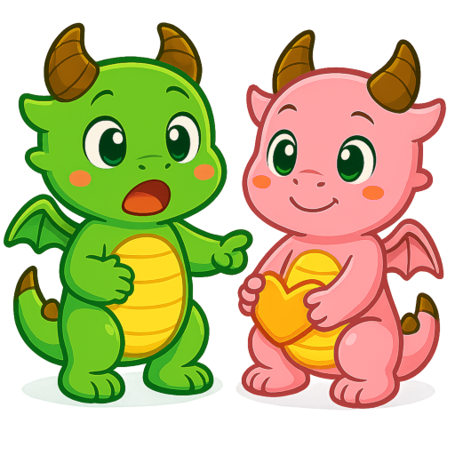 Shokan and Nita Telegram sticker pack preview – cute dragon stickers for kids